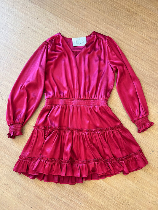 MERRY RED TIERED DRESS