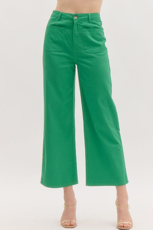 GREEN CROP PANTS