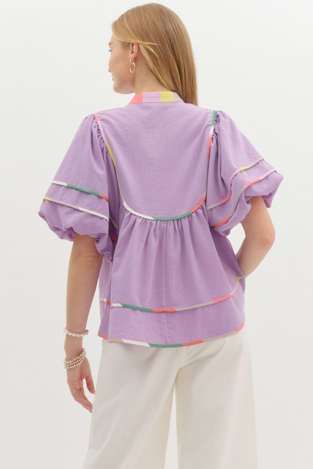 LAVENDAR BALLOON SLEEVE TOP