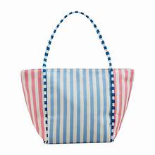 STRIPED COOLER TOTE - BLUE