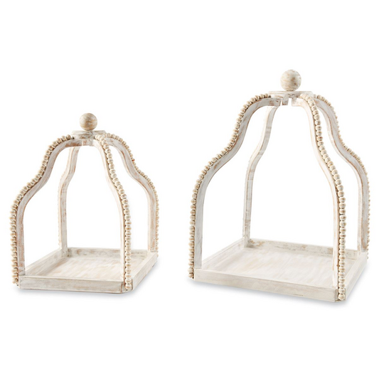 BEADED WOOD LANTERN SET